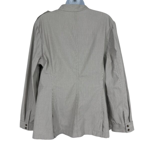 J Jill Pinstripe Cotton Stretch Button Up Mandarin Collar Jacket Size L - Picture 3 of 8